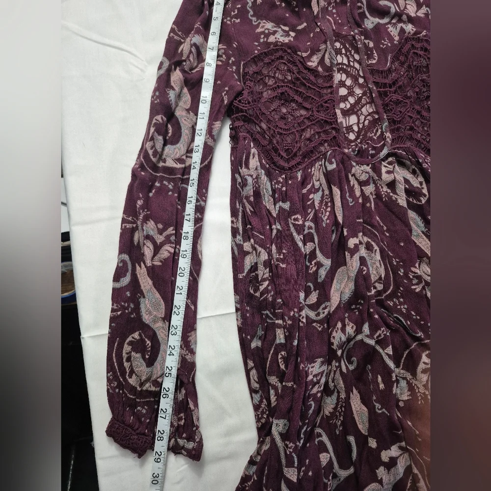 Free People Purple and Cream Mini‎ Dress XS